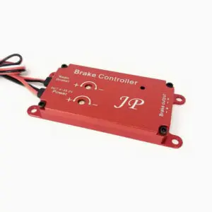 A red device with wires attached to it.