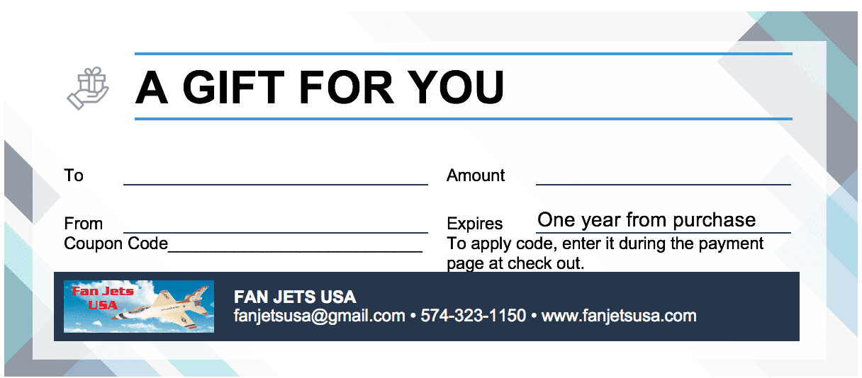 Fan Jets USA Gift Certificate