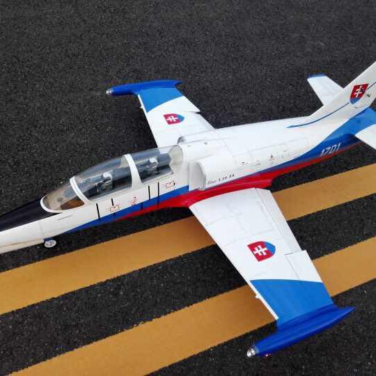 A toy airplane is sitting on the ground.