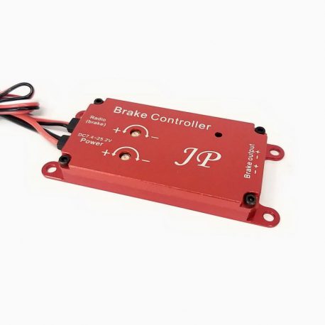 A red device with wires attached to it.